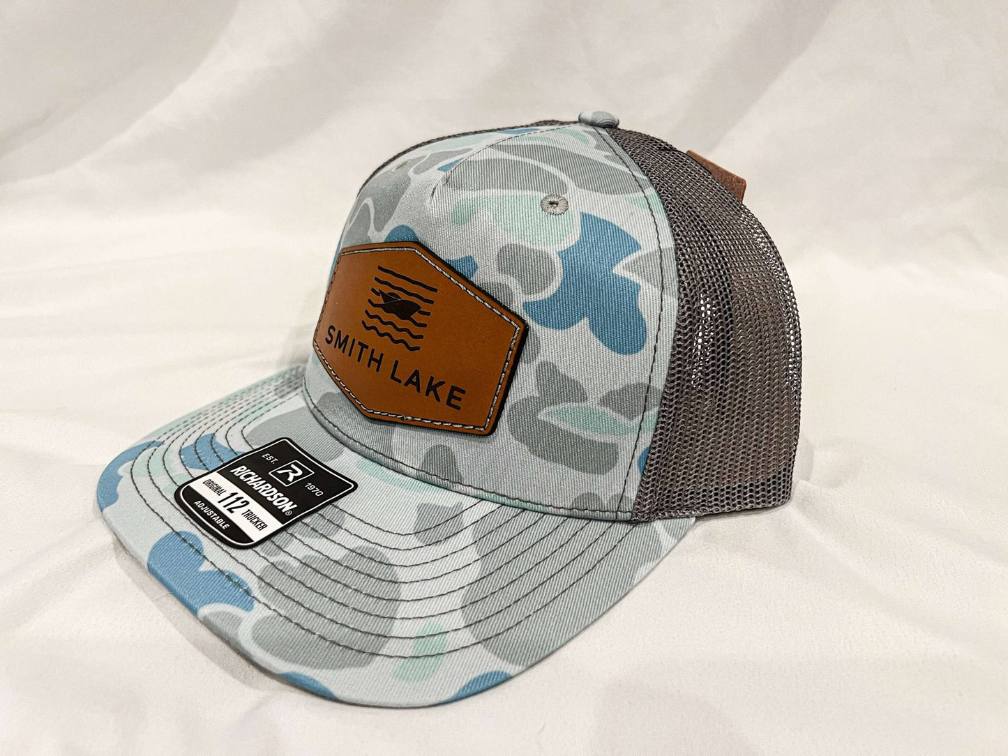 Smith Lake Leather Patch Camo Trucker Cap