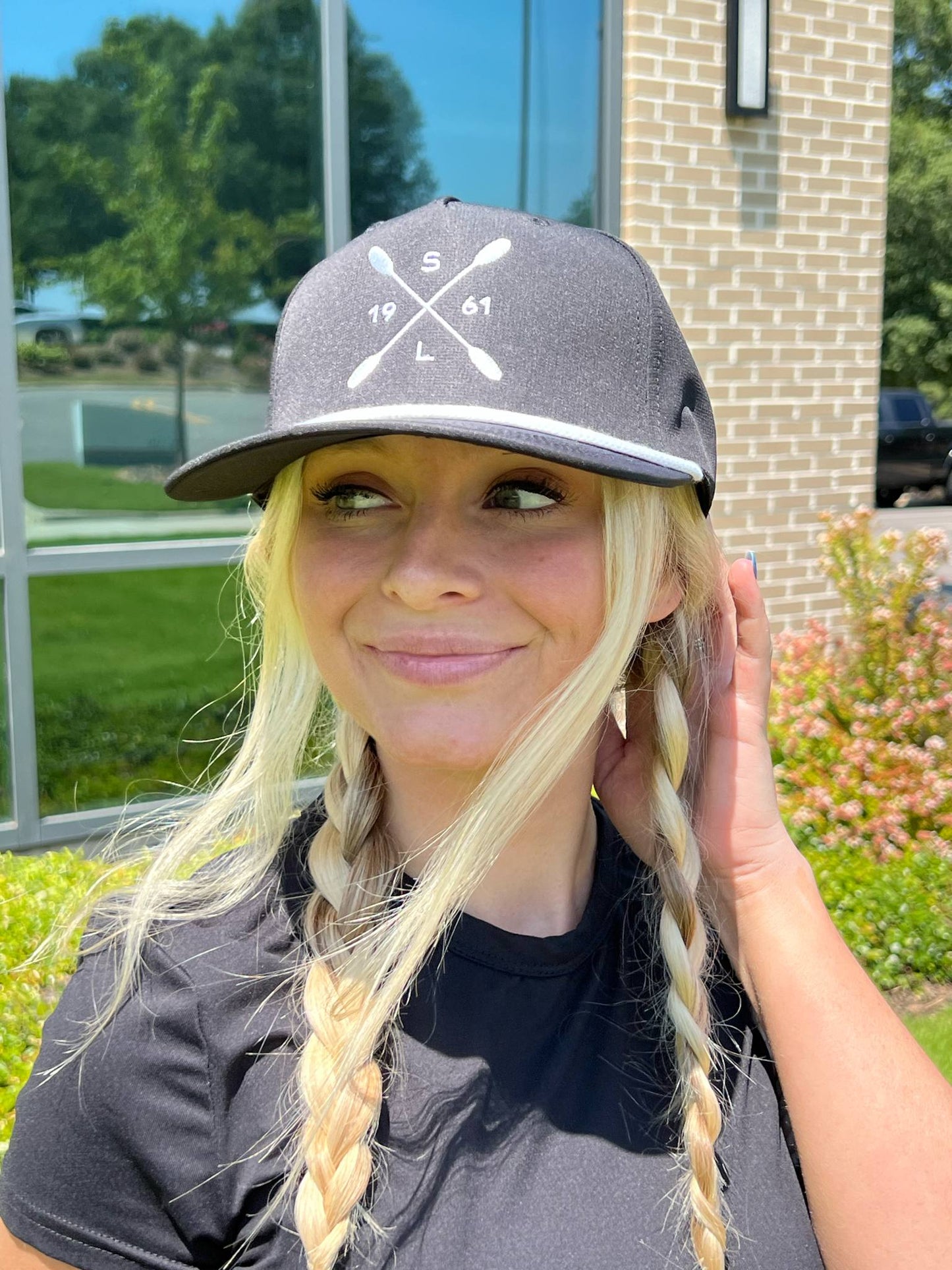 Smith Lake 1961 Oars Patch Hat – Black & White Rope Edition