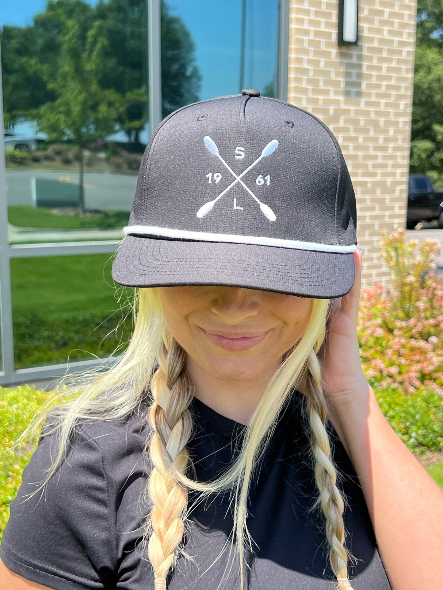 Smith Lake 1961 Oars Patch Hat – Black & White Rope Edition