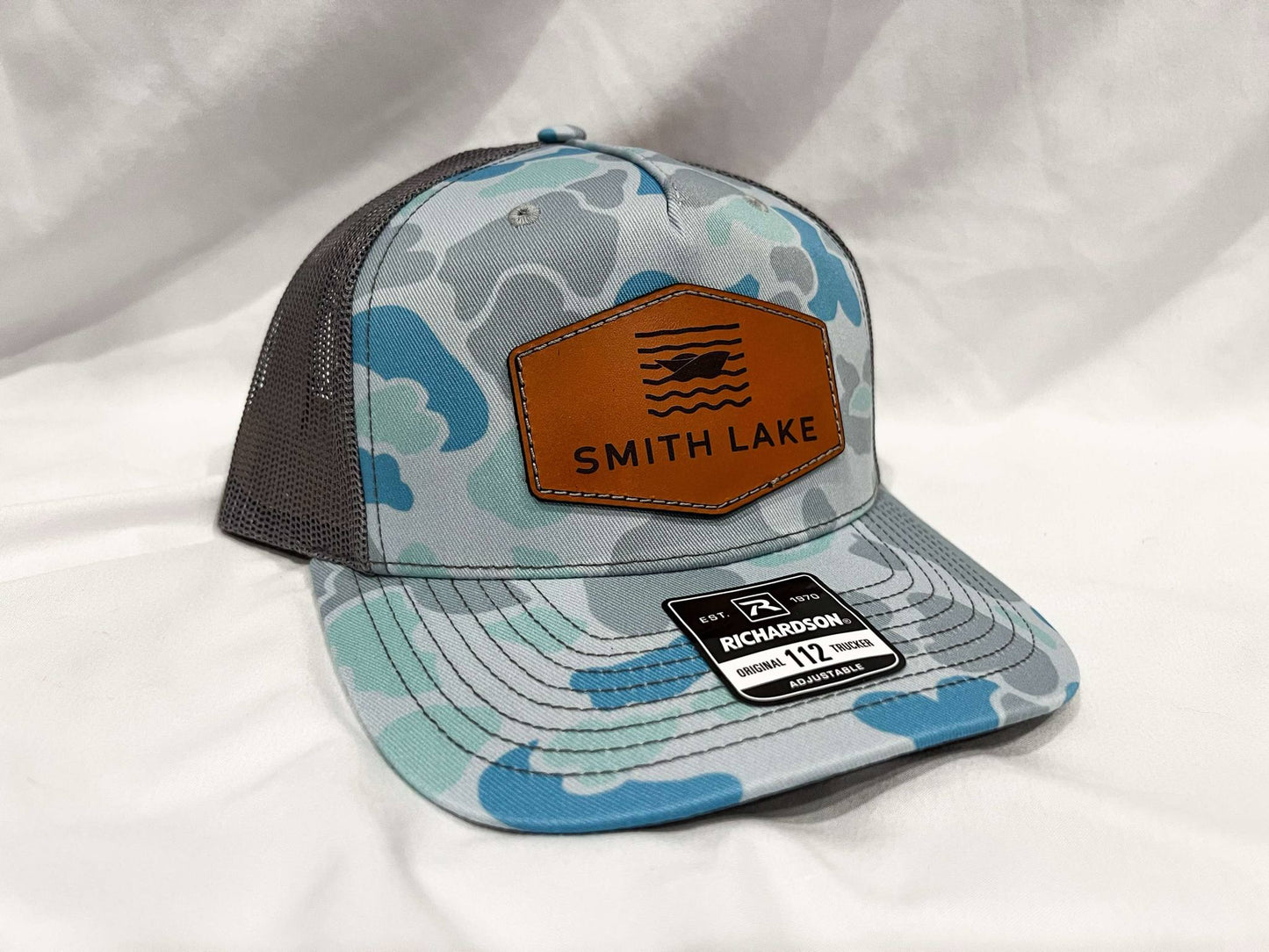 Smith Lake Leather Patch Camo Trucker Cap