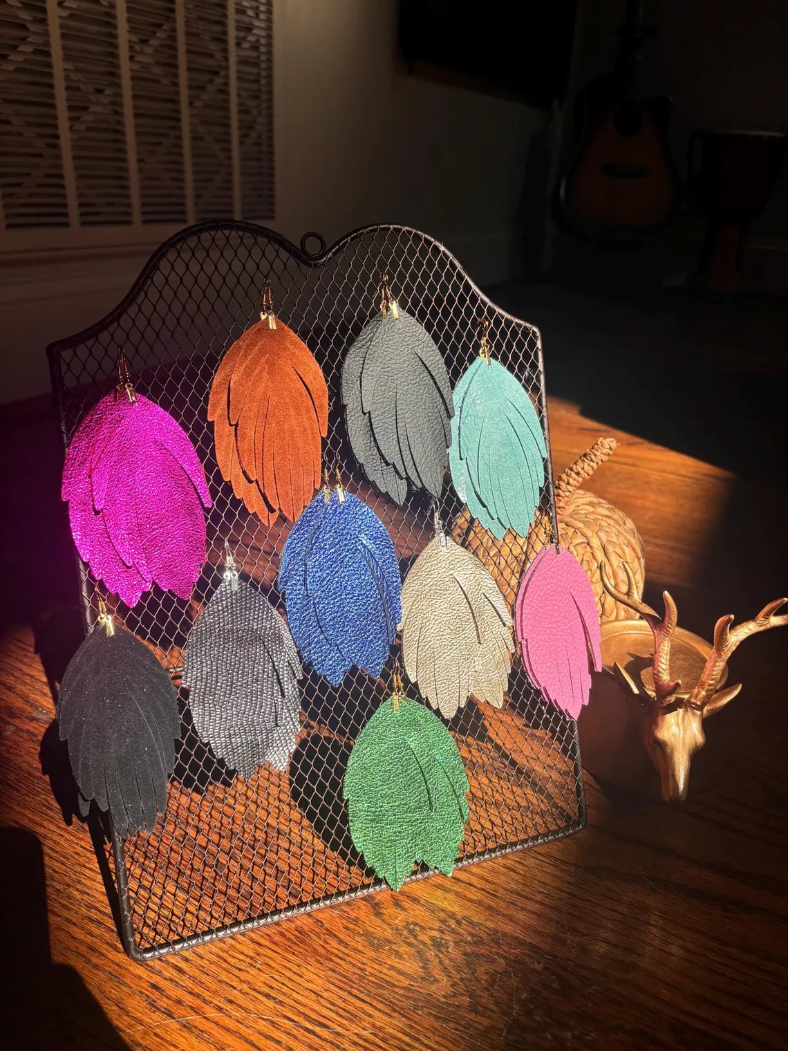 Leather Feather Earrings