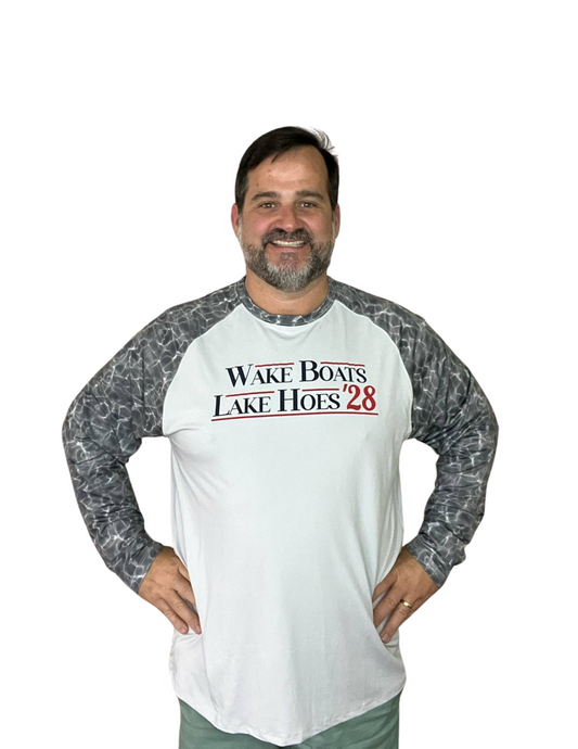 Wake Boats Lake Hoes '28 Long Sleeve Raglan Shirt