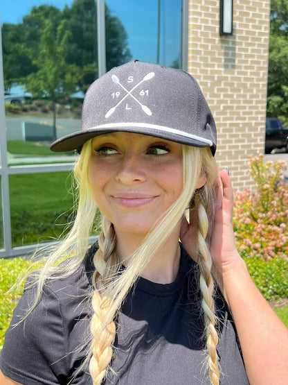 Smith Lake 1961 Oars Patch Hat – Black & White Rope Edition