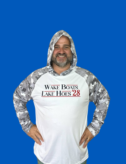 Wake Boats Lake Hoes '28 Camo Sleeve Performance Hoodie