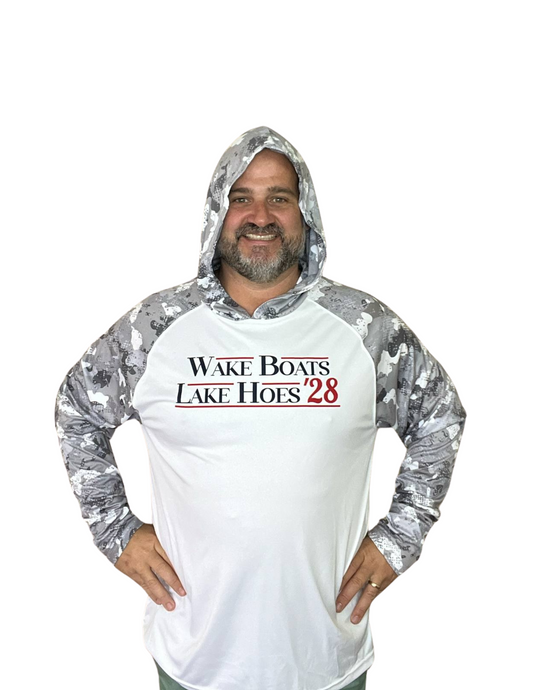 Wake Boats Lake Hoes '28 Camo Sleeve Performance Hoodie