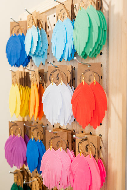 Solid Color Floating Feather Earrings