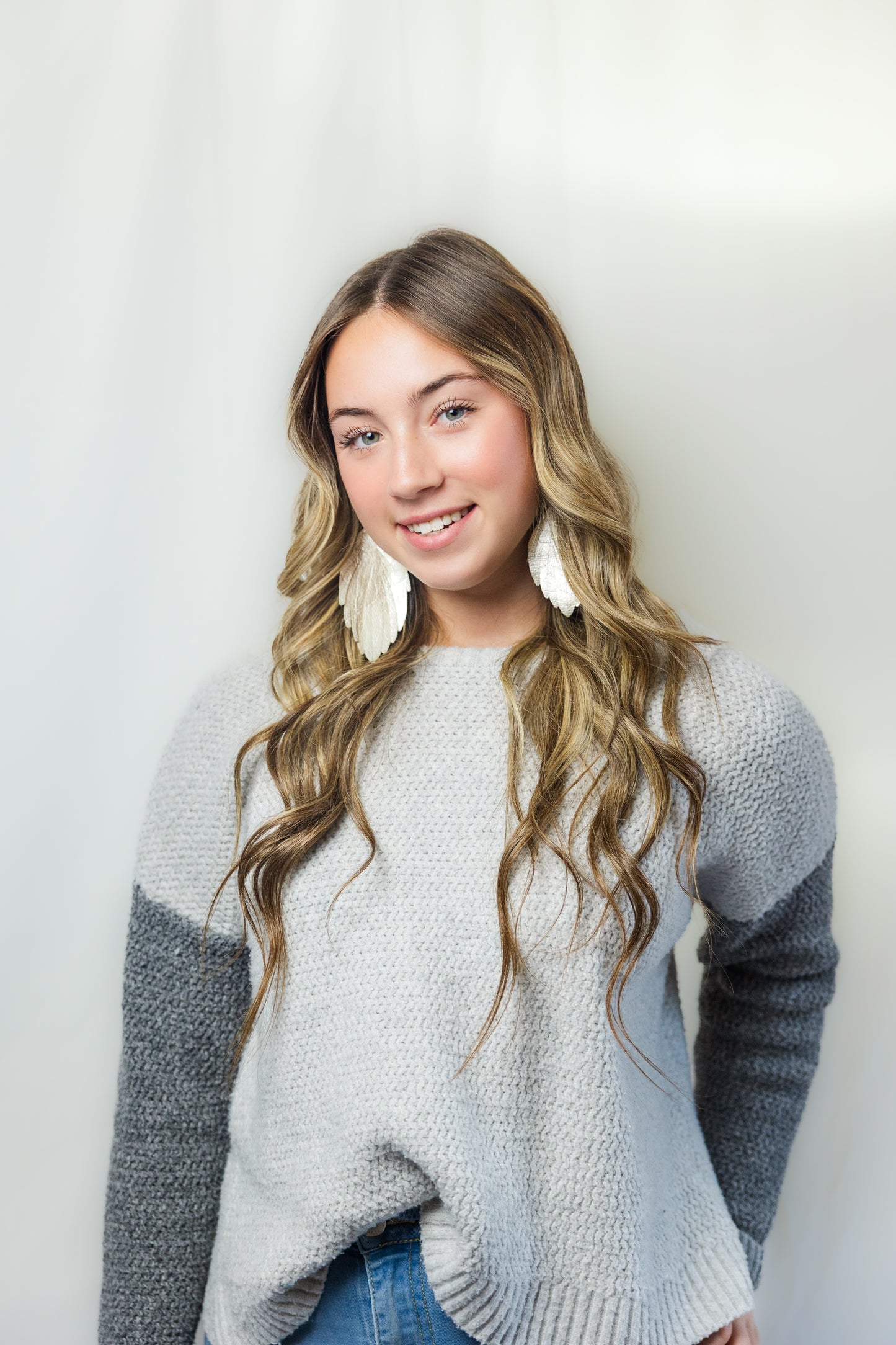 Metallic Leather Feather Earrings