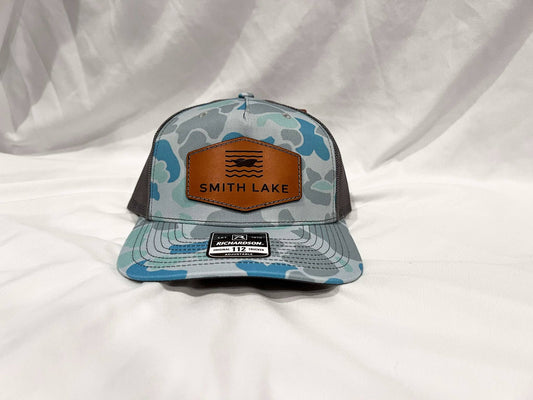 Smith Lake Leather Patch Camo Trucker Cap